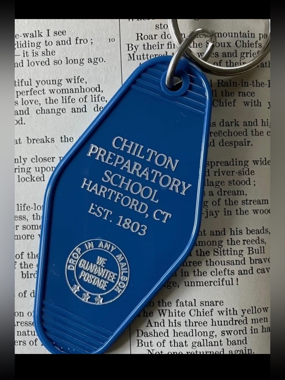 Gilmore Girls Chilton Preparatory School Hartford CT Key Tag - Blue